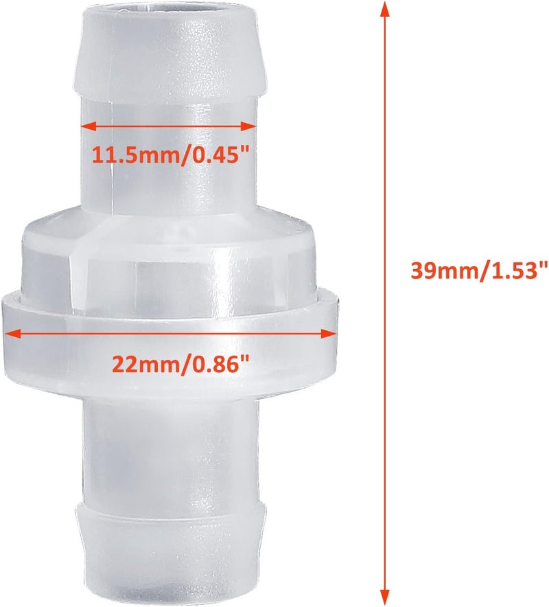 Uenhoy 5 Pcs 1/2" Check Valve - 12mm Plastic One Way Non-Return Valve for Fuel, Gas, Air, Liquid - Image 3